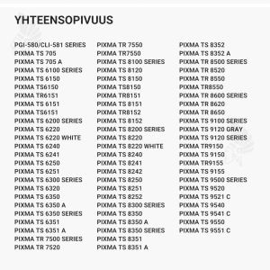 Canon PGI-580PGBKXXL mustekasetti, musta - Yhteensopivat tulostinmallit