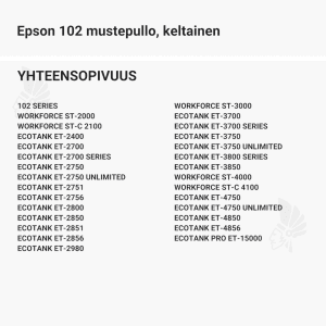 Epson 102 mustepullo, keltainen - Yhteensopivat tulostinmallit