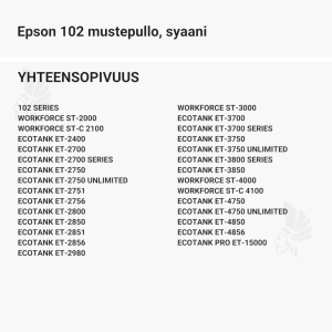 Epson 102 mustepullo, syaani - Yhteensopivat tulostinmallit