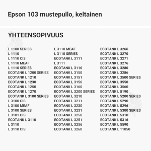 Epson 103 mustepullo, keltainen - Yhteensopivat tulostinmallit