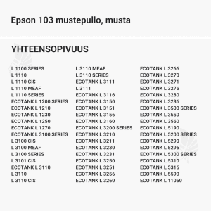 Epson 103 mustepullo, musta - Yhteensopivat tulostinmallit