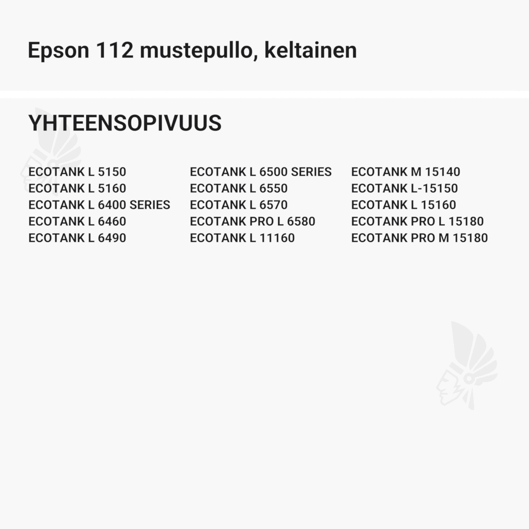 Epson 112 mustepullo, keltainen - Yhteensopivat tulostinmallit