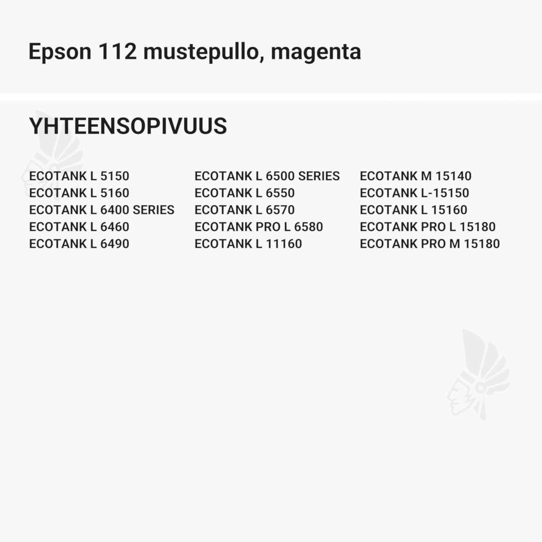 Epson 112 mustepullo, magenta - Yhteensopivat tulostinmallit