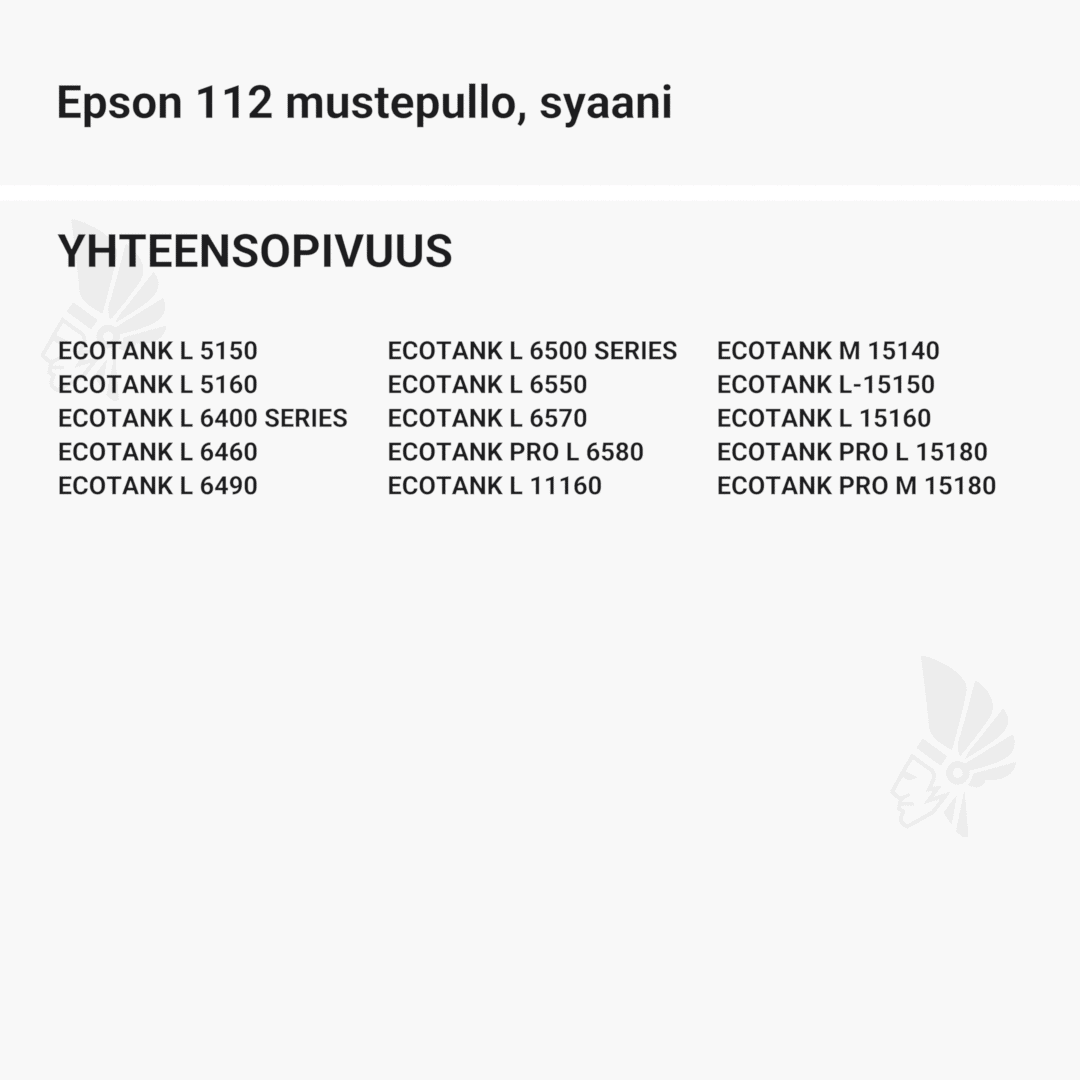 Epson 112 mustepullo, syaani - Yhteensopivat tulostinmallit