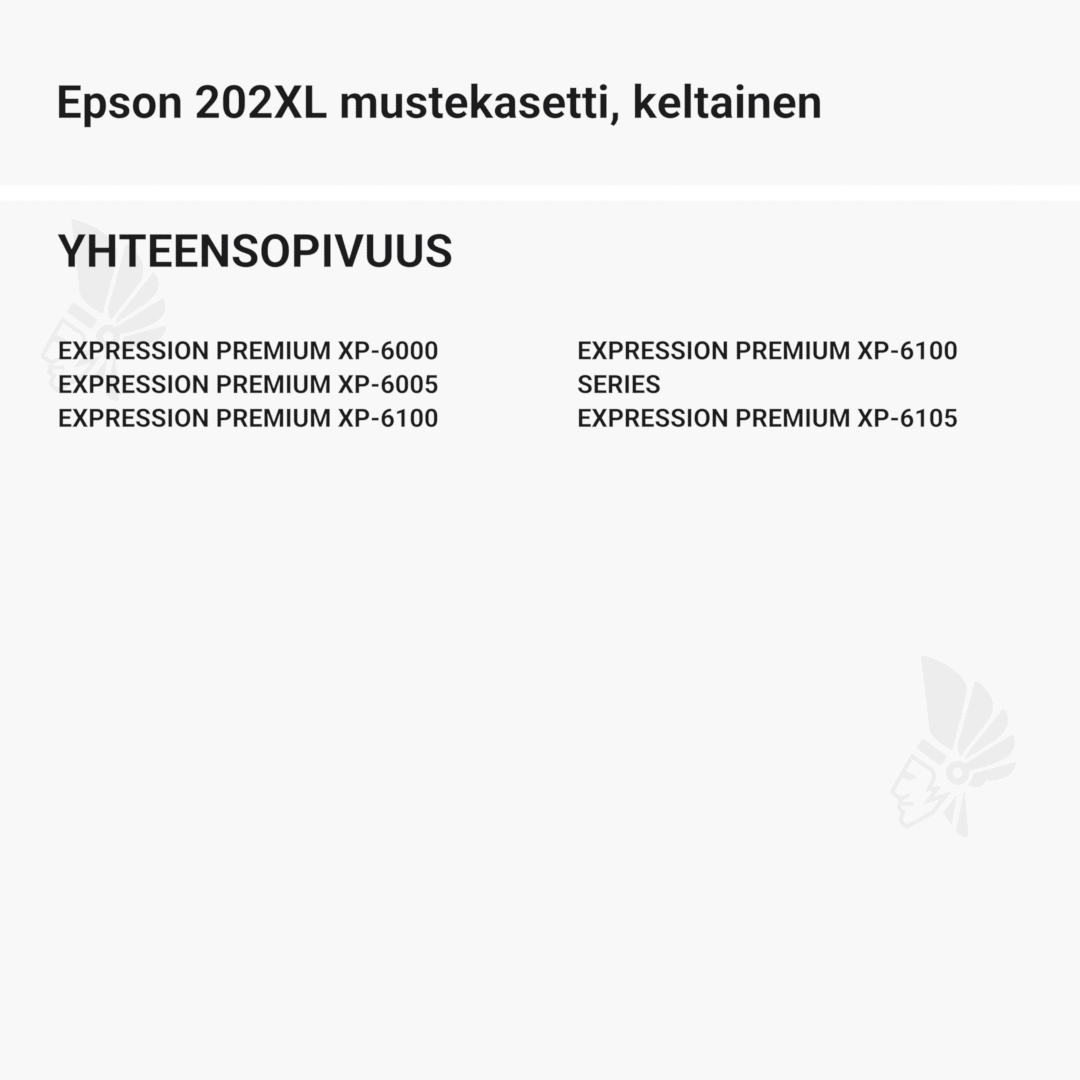 Epson 202XL mustekasetti, keltainen - Yhteensopivat tulostinmallit