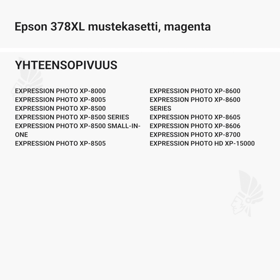 Epson 378XL mustekasetti, magenta - Yhteensopivat tulostinmallit