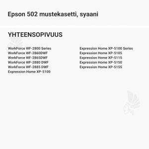 Epson 502 mustekasetti, syaani - Yhteensopivat tulostinmallit