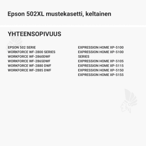 Epson 502XL mustekasetti, keltainen - Yhteensopivat tulostinmallit