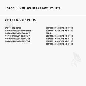 Epson 502XL mustekasetti, musta - Yhteensopivat tulostinmallit