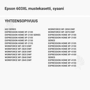 Epson 603XL mustekasetti, syaani - Yhteensopivat tulostinmallit