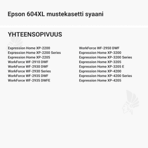 Epson 604XL mustekasetti syaani - Yhteensopivat tulostinmallit