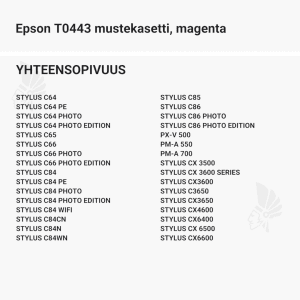 Epson T0443 mustekasetti, magenta - Yhteensopivat tulostinmallit