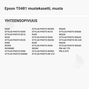 Epson T0481 mustekasetti, musta - Yhteensopivat tulostinmallit
