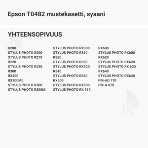 Epson T0482 mustekasetti, syaani - Yhteensopivat tulostinmallit