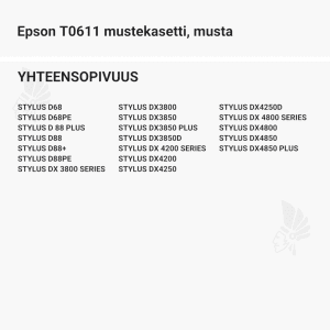 Epson T0611 mustekasetti, musta - Yhteensopivat tulostinmallit