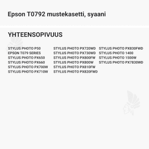 Epson T0792 mustekasetti, syaani - Yhteensopivat tulostinmallit