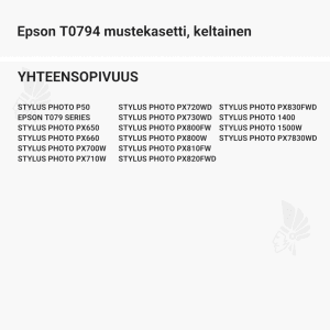 Epson T0794 mustekasetti, keltainen - Yhteensopivat tulostinmallit