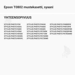 Epson T0802 mustekasetti, syaani - Yhteensopivat tulostinmallit