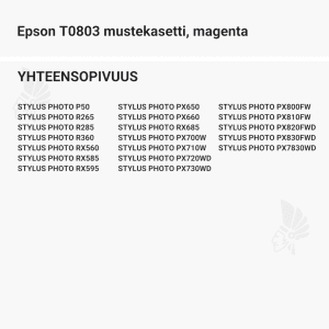 Epson T0803 mustekasetti, magenta - Yhteensopivat tulostinmallit