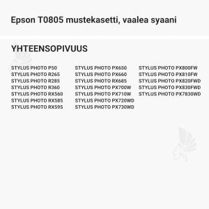 Epson T0805 mustekasetti, vaalea syaani - Yhteensopivat tulostinmallit