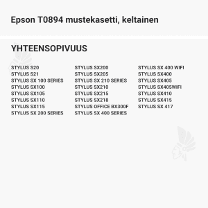 Epson T0894 mustekasetti, keltainen - Yhteensopivat tulostinmallit