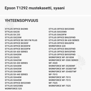 Epson T1292 mustekasetti, syaani - Yhteensopivat tulostinmallit