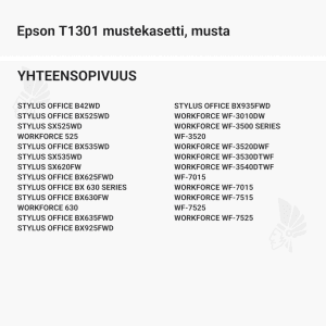 Epson T1301 mustekasetti, musta - Yhteensopivat tulostinmallit