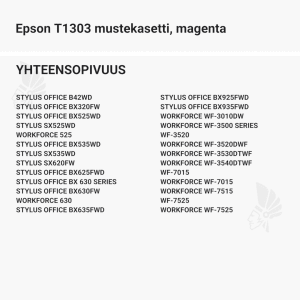Epson T1303 mustekasetti, magenta - Yhteensopivat tulostinmallit