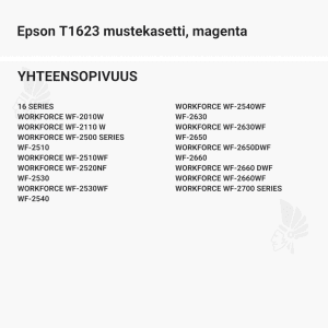Epson T1623 mustekasetti, magenta - Yhteensopivat tulostinmallit
