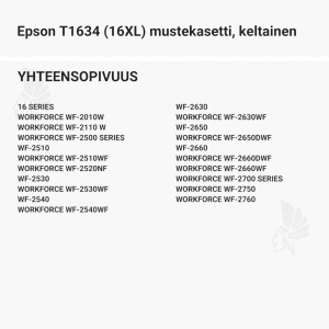 Epson T1634 (16XL) mustekasetti, keltainen - Yhteensopivat tulostinmallit