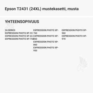 Epson T2431 (24XL) mustekasetti, musta - Yhteensopivat tulostinmallit