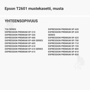 Epson T2601 mustekasetti, musta - Yhteensopivat tulostinmallit