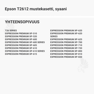 Epson T2612 mustekasetti, syaani - Yhteensopivat tulostinmallit
