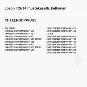 Epson T2614 mustekasetti, keltainen - Yhteensopivat tulostinmallit
