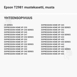 Epson T2981 mustekasetti, musta - Yhteensopivat tulostinmallit