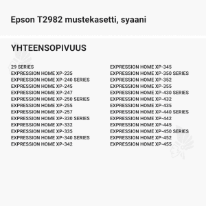 Epson T2982 mustekasetti, syaani - Yhteensopivat tulostinmallit