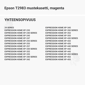 Epson T2983 mustekasetti, magenta - Yhteensopivat tulostinmallit