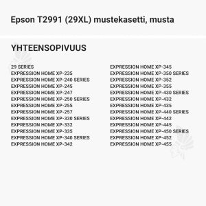 Epson T2991 (29XL) mustekasetti, musta - Yhteensopivat tulostinmallit