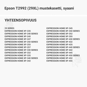Epson T2992 (29XL) mustekasetti, syaani - Yhteensopivat tulostinmallit