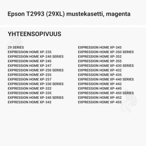 Epson T2993 (29XL) mustekasetti, magenta - Yhteensopivat tulostinmallit