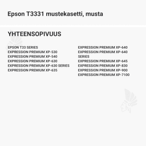 Epson T3331 mustekasetti, musta - Yhteensopivat tulostinmallit