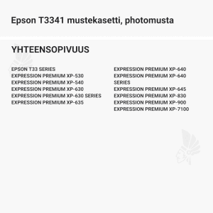 Epson T3341 mustekasetti, photomusta - Yhteensopivat tulostinmallit