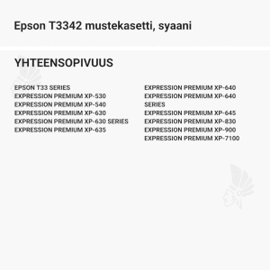 Epson T3342 mustekasetti, syaani - Yhteensopivat tulostinmallit