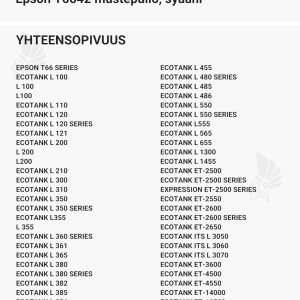 Epson T6642 mustepullo, syaani - Yhteensopivat tulostinmallit
