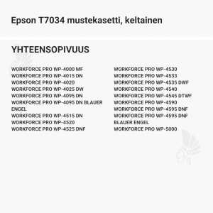Epson T7034 mustekasetti, keltainen - Yhteensopivat tulostinmallit