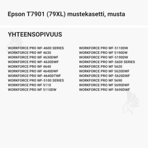 Epson T7901 (79XL) mustekasetti, musta - Yhteensopivat tulostinmallit