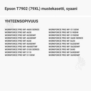Epson T7902 (79XL) mustekasetti, syaani - Yhteensopivat tulostinmallit