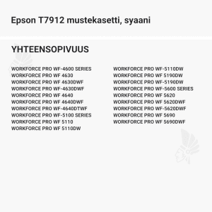 Epson T7912 mustekasetti, syaani - Yhteensopivat tulostinmallit