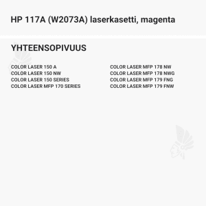 HP 117A (W2073A) laserkasetti, magenta - Yhteensopivat tulostinmallit