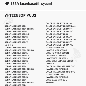 HP 122A laserkasetti, syaani - Yhteensopivat tulostinmallit